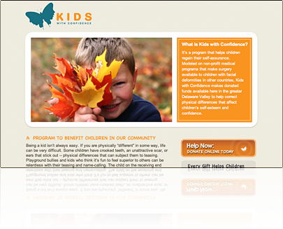 Kids With Confidence Example Website Development