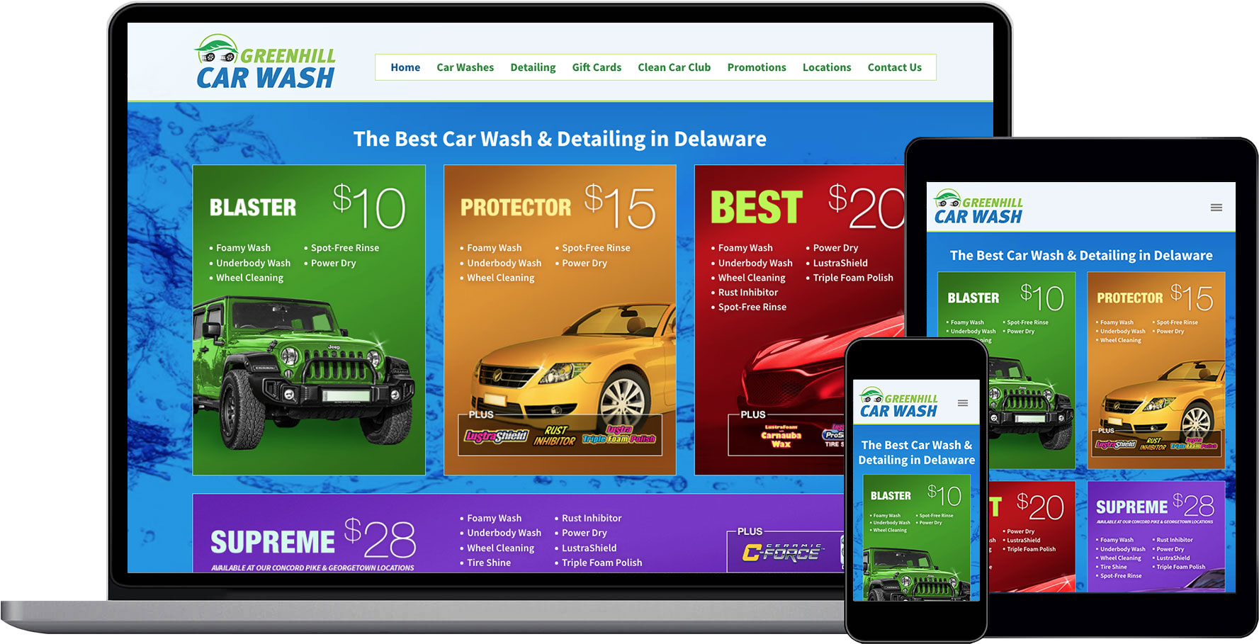 Greenhill Car Wash Responsive Website Design
